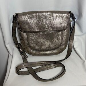 COLE HAAN Pewter Leather Crossbody Bag